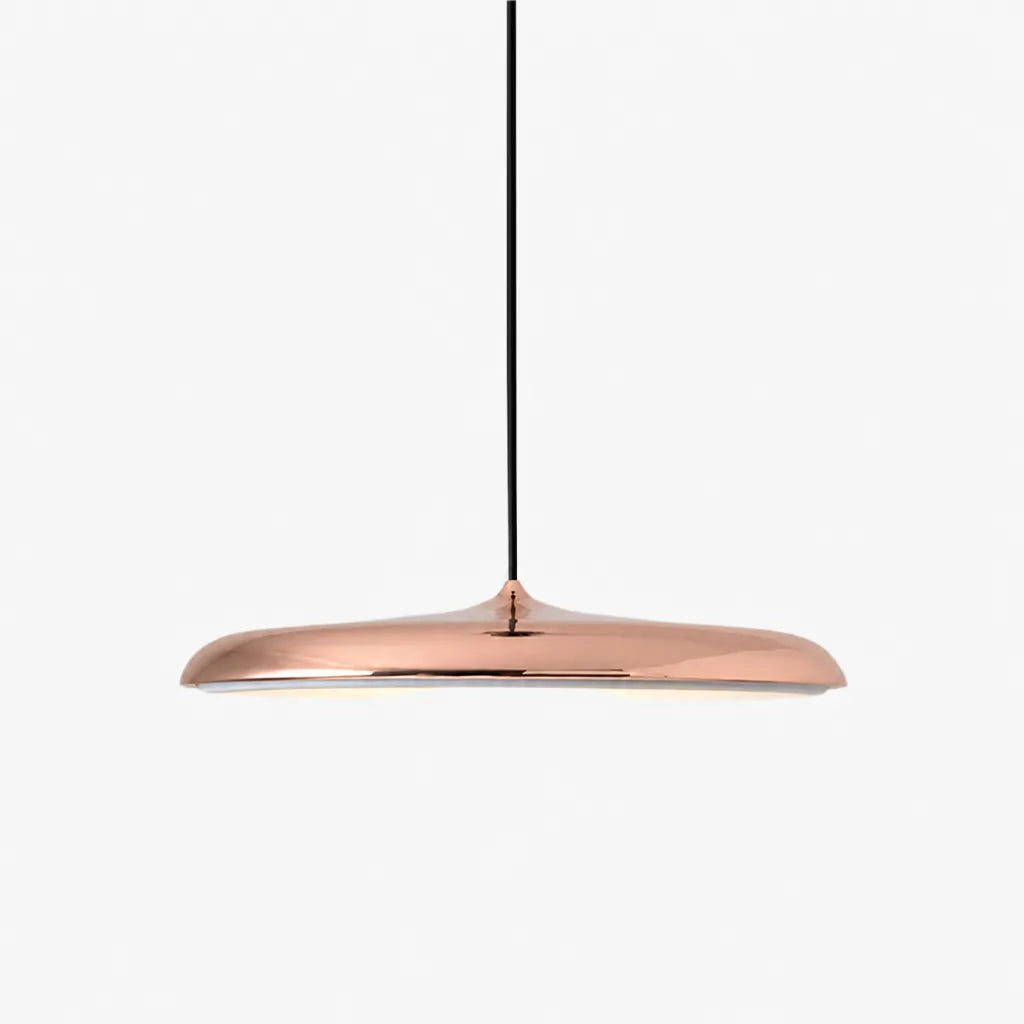 Diskara - Flat Round LED Pendant Ceiling Light - Rose Gold