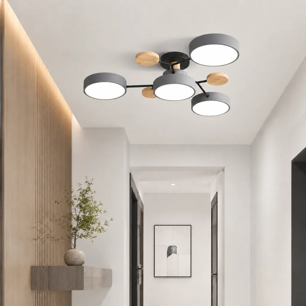 Lumivex - Multi-Head Round LED Ceiling Light Fixture - Gray