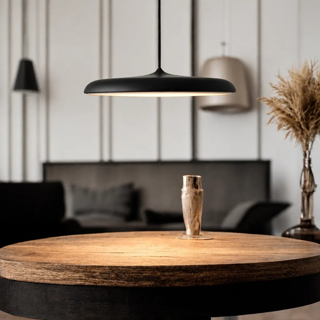 Diskara - Flat Round LED Pendant Ceiling Light - White