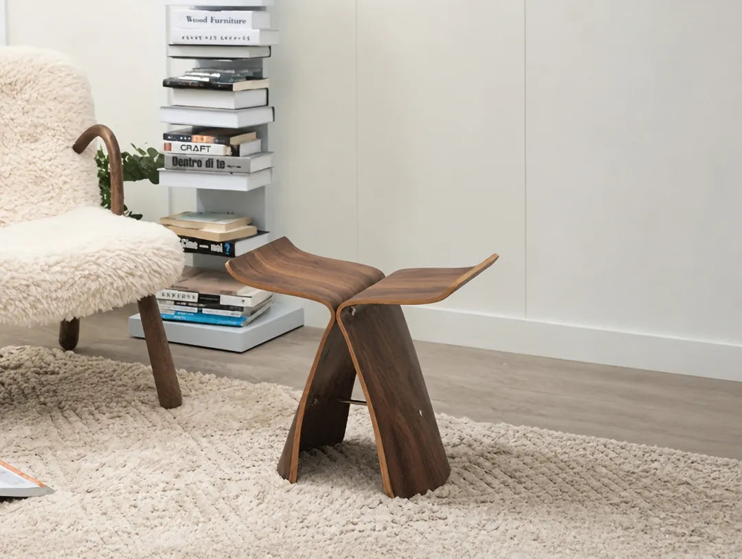 Flutara - Butterfly Stool Compact Bentwood Design - Black