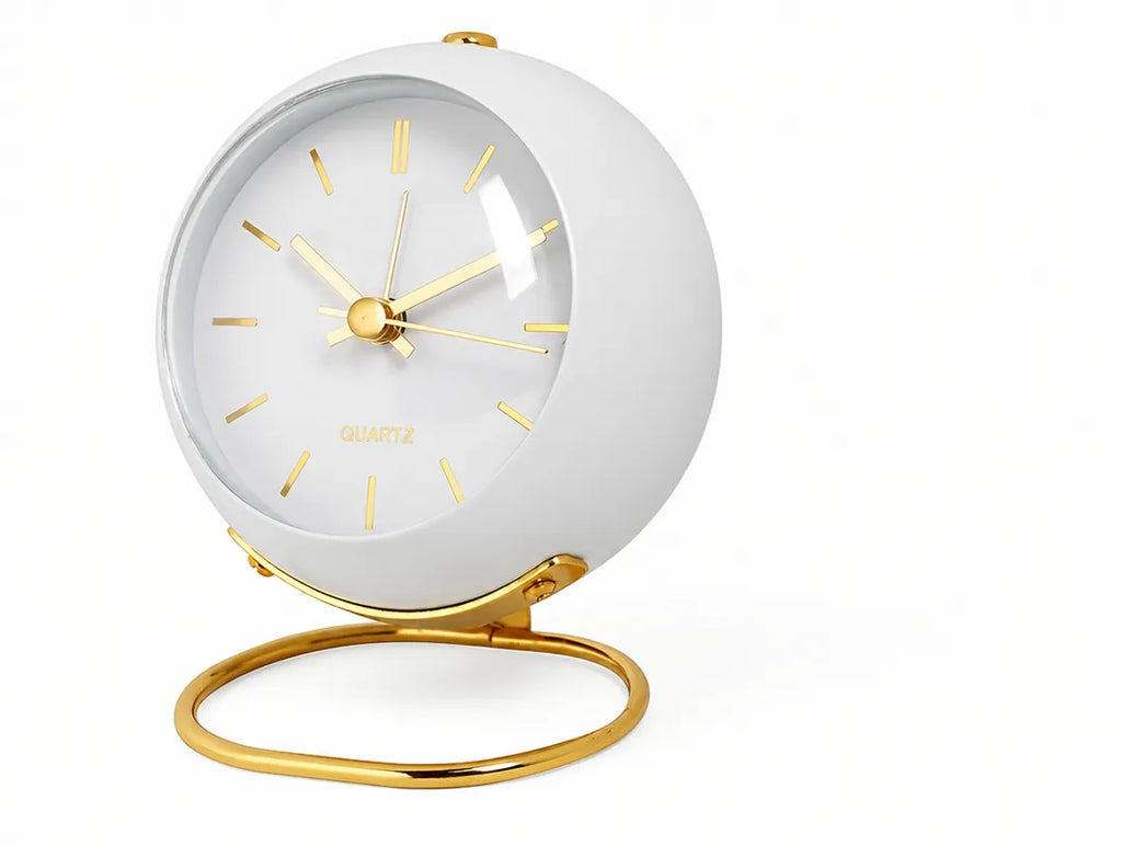 Nordvik - Silent Quartz Desk Alarm Clock - White