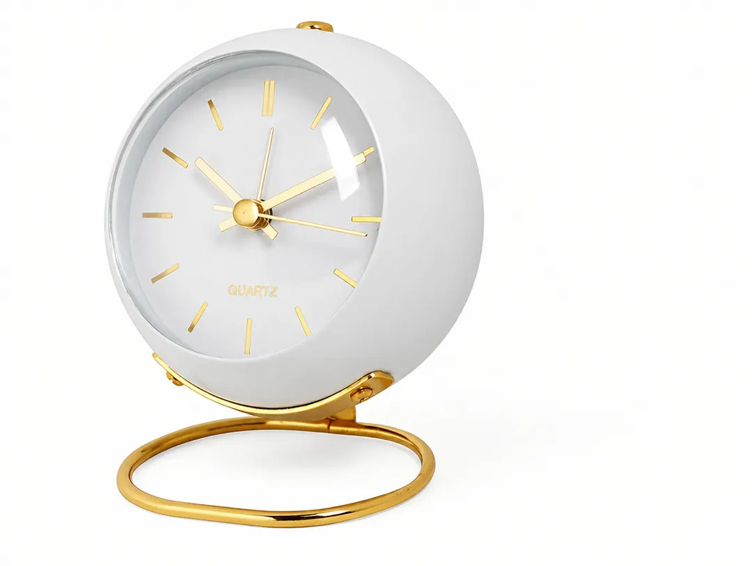 Nordvik - Silent Quartz Desk Alarm Clock - White