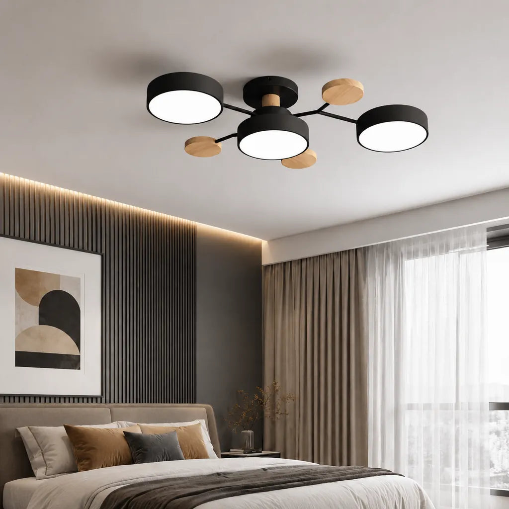 Lumivex - Multi-Head Round LED Ceiling Light Fixture - Black