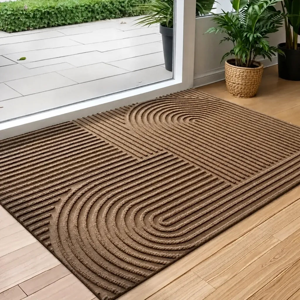 Lineara - Absorbent Washable Indoor Floor Mat - Chocolate