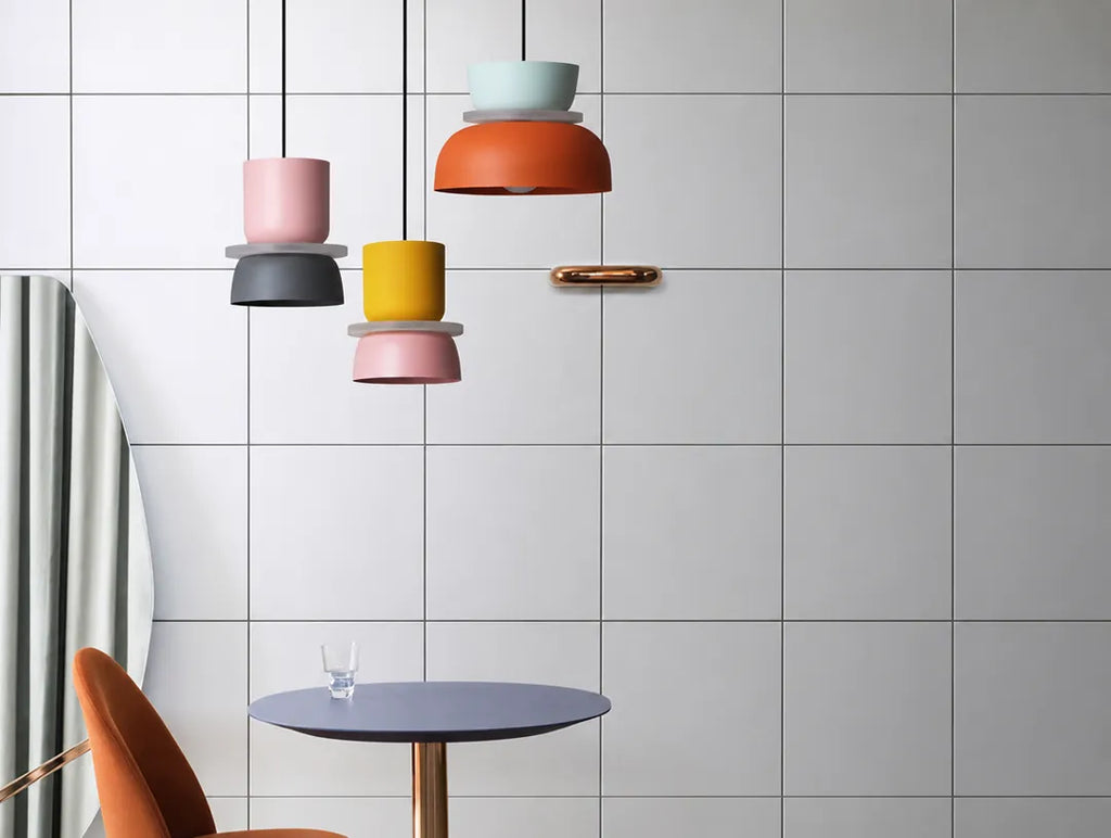 Stackova - Layered Colourful Pendant Ceiling Light Fixture - Small Pink & Blue