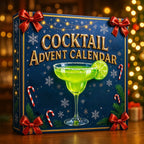 Blue cocktail advent calendar with 24 mini hanging bottle decorations