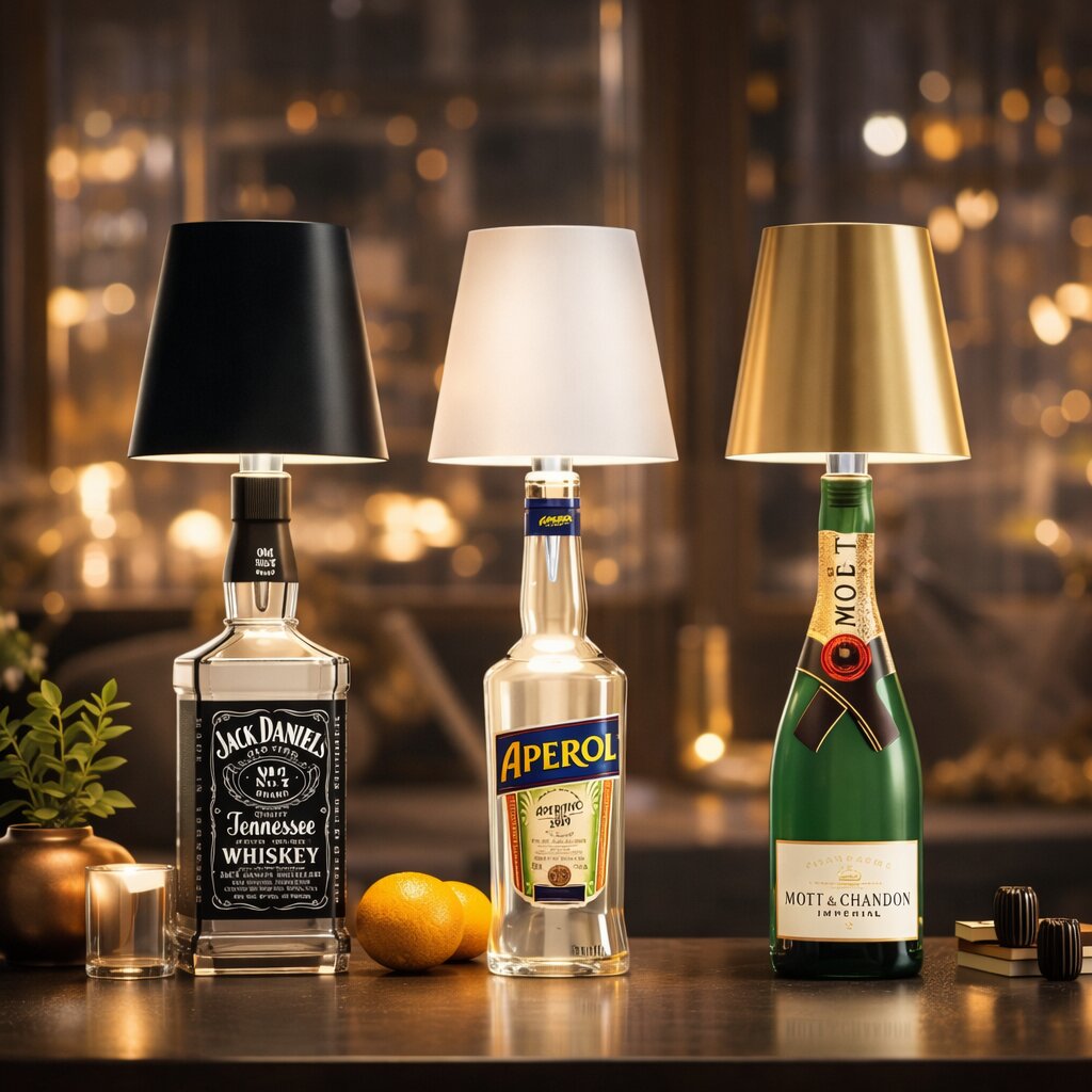 Decorative table lamp with conical shade and pointed base