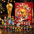 Red football advent calendar with 24 numbered doors and football player artwork