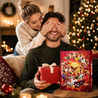 Red football advent calendar with 24 numbered doors and football player artwork