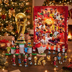 Red football advent calendar with 24 numbered doors and football player artwork
