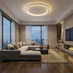 Round LED ceiling light with a circular illuminated ring