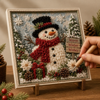 Pre-punched 3D Christmas yarn poke art kit with yarn bundles and wooden needle