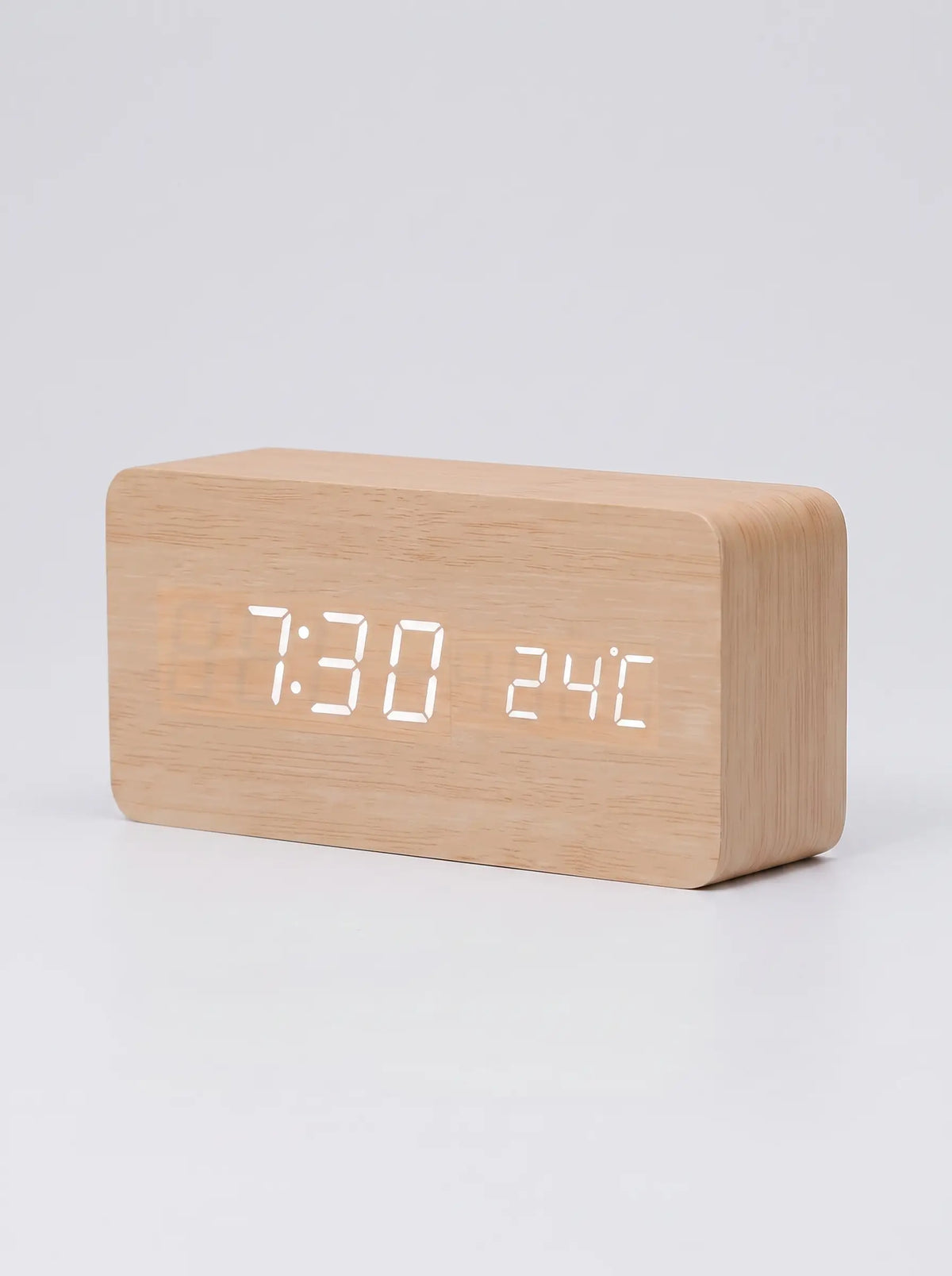 Digital Clock LED Wooden Triangular Alarm Temperature Display - Wooden Cube-shaped