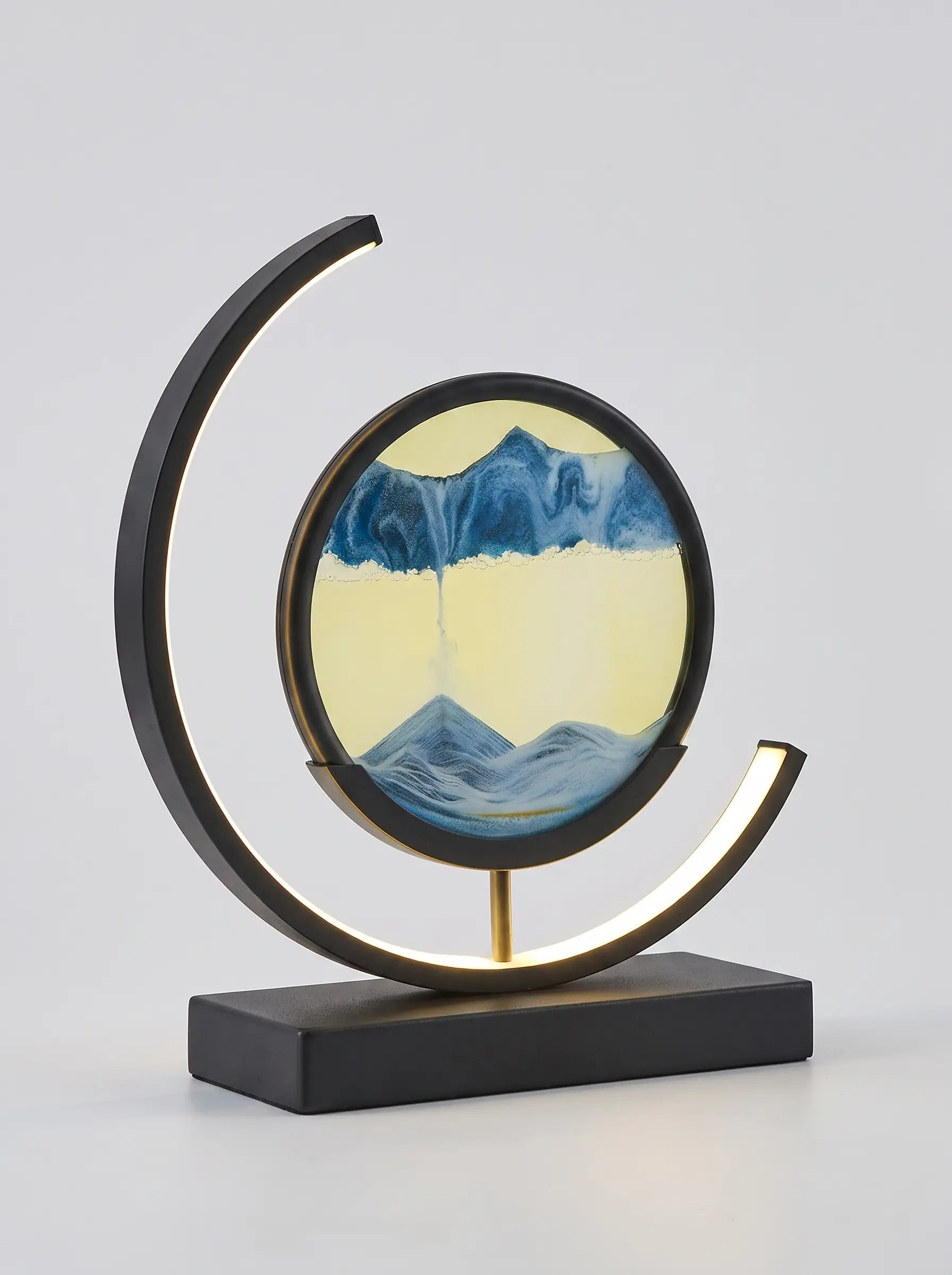 Sandglow – Moving Sand Art Table Lamp Crescent Frame - Blue