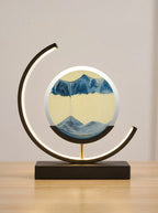 Sandglow – Moving Sand Art Table Lamp Crescent Frame - Blue