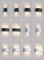Walluxe - Up-Down Bi-Directional Outdoor Wall Light Garden & Entrance Illumination - Black 2w