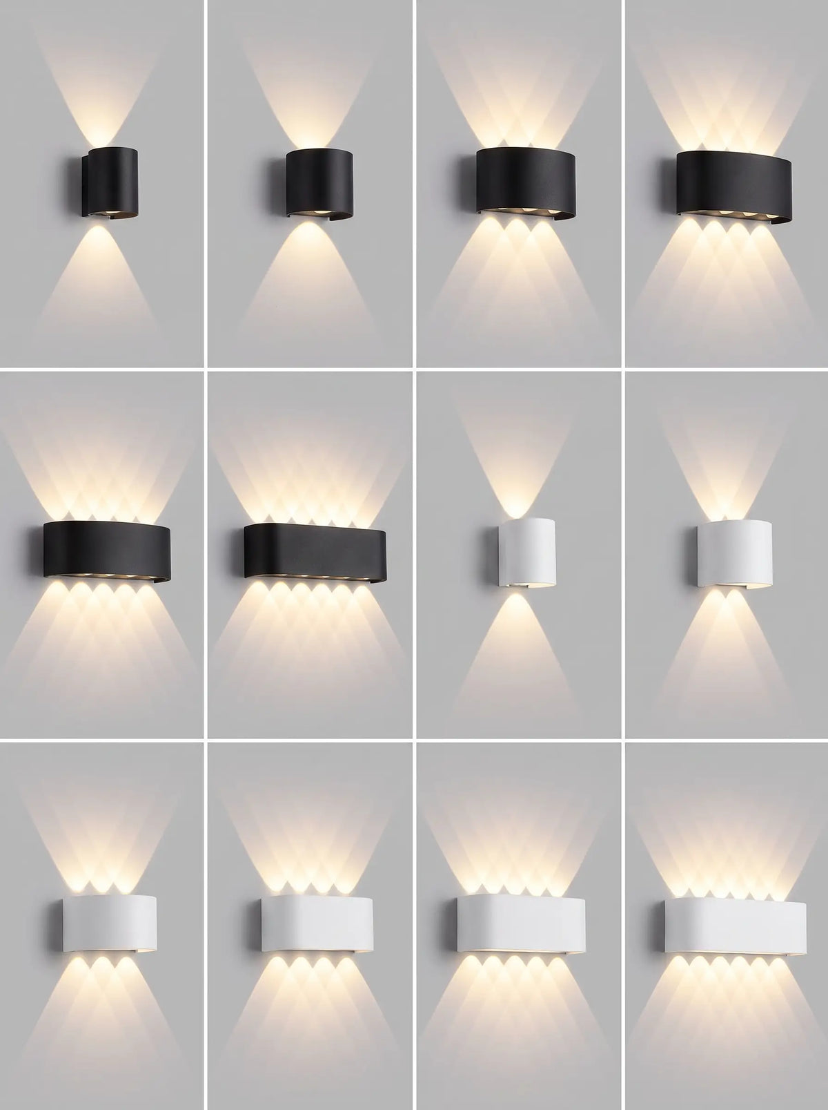 Walluxe - Up-Down Bi-Directional Outdoor Wall Light Garden & Entrance Illumination - Black 2w