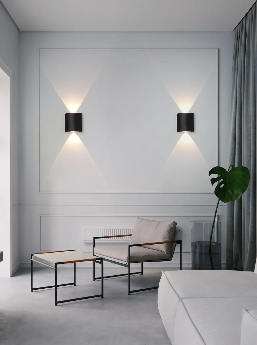 Walluxe - Up-Down Bi-Directional Outdoor Wall Light Garden & Entrance Illumination - Black 2w