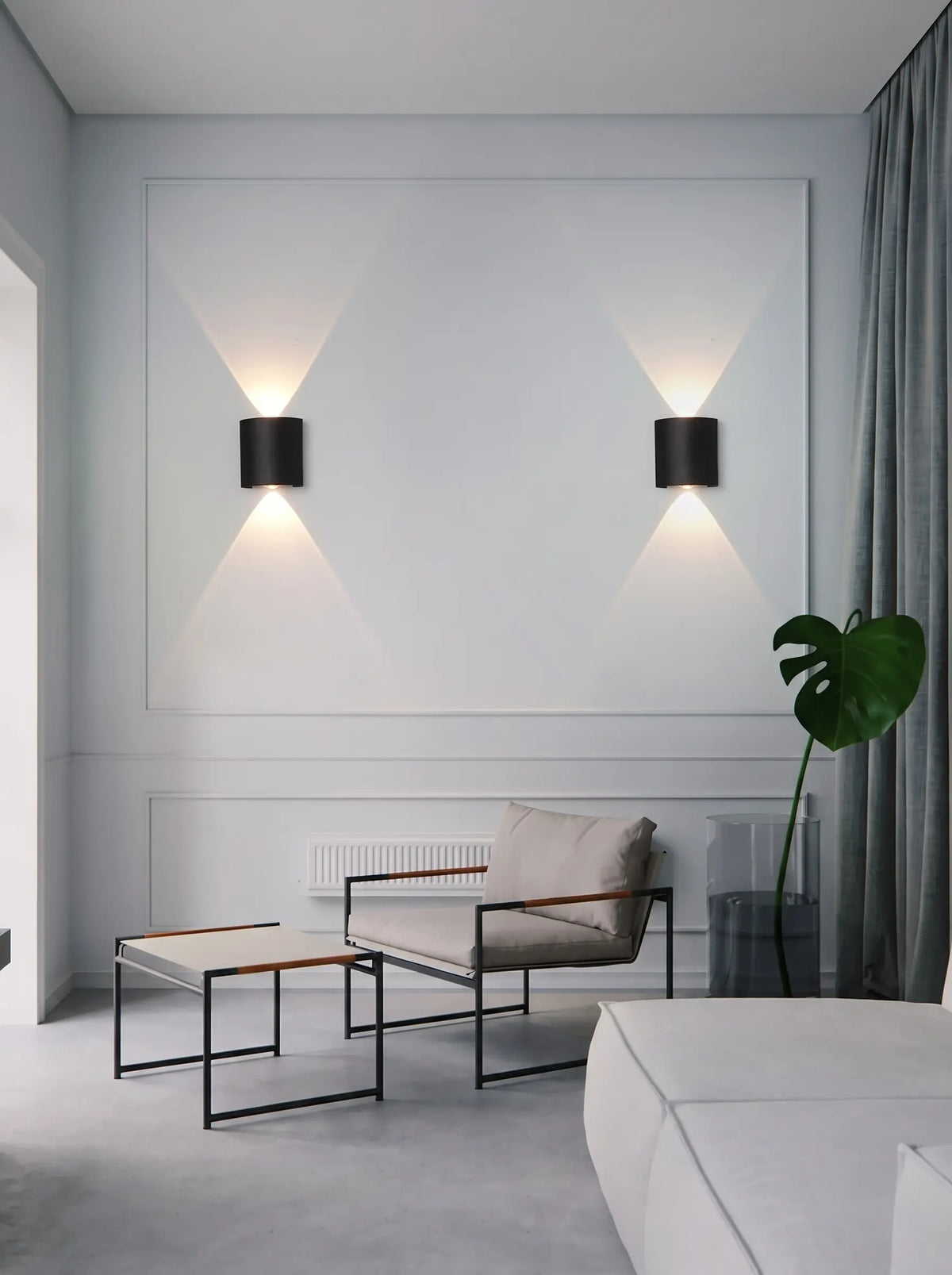 Walluxe - Up-Down Bi-Directional Outdoor Wall Light Garden & Entrance Illumination - Black 2w
