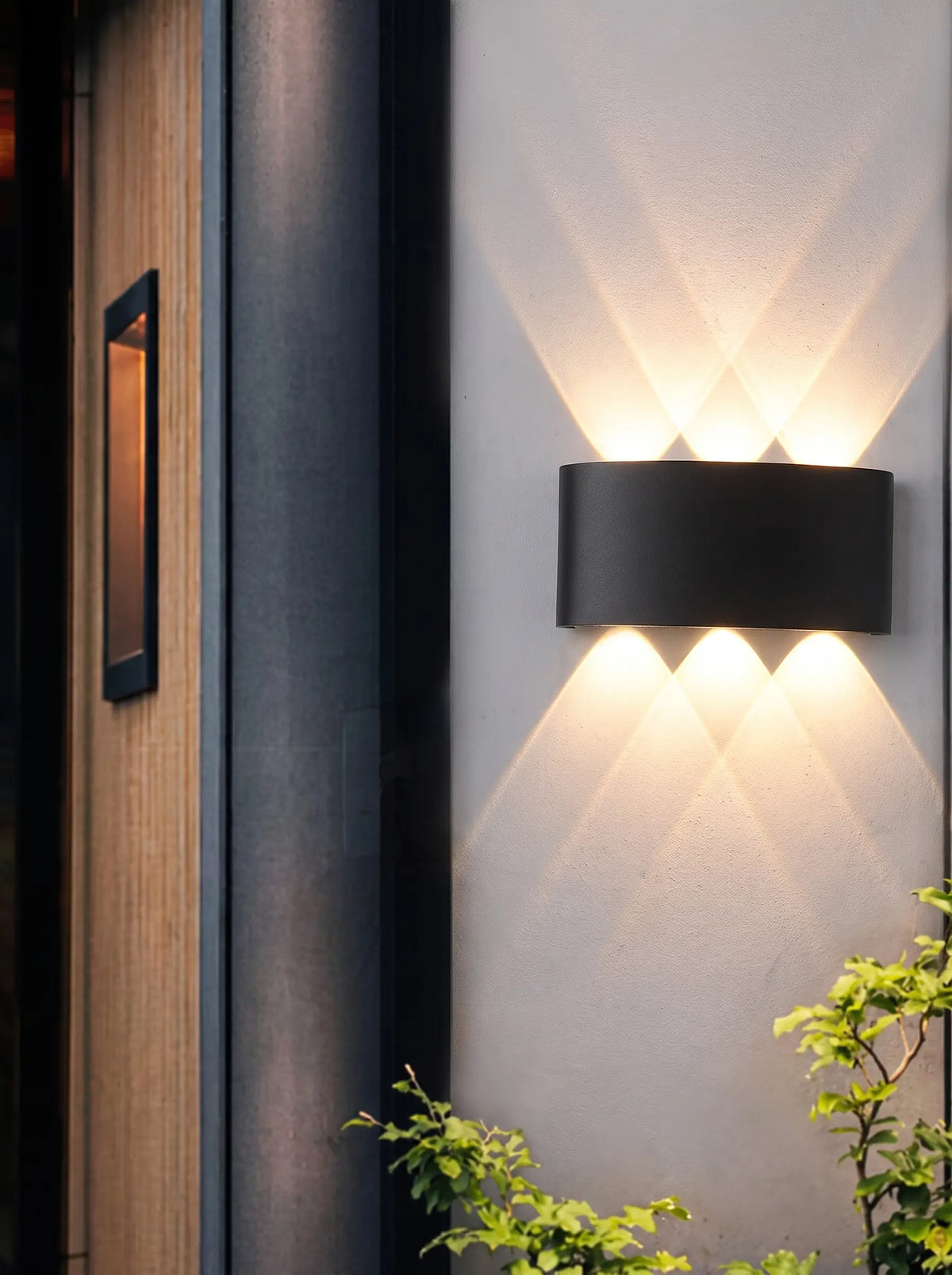 Walluxe - Up-Down Bi-Directional Outdoor Wall Light Garden & Entrance Illumination - Black 6w