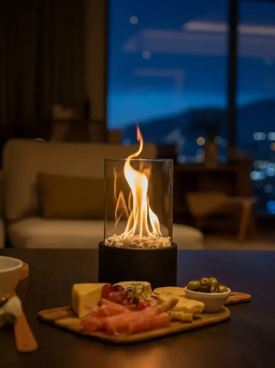 Flamova - Smoke-Free Bioethanol Table Fireplace Indoor & Outdoor Use - Black