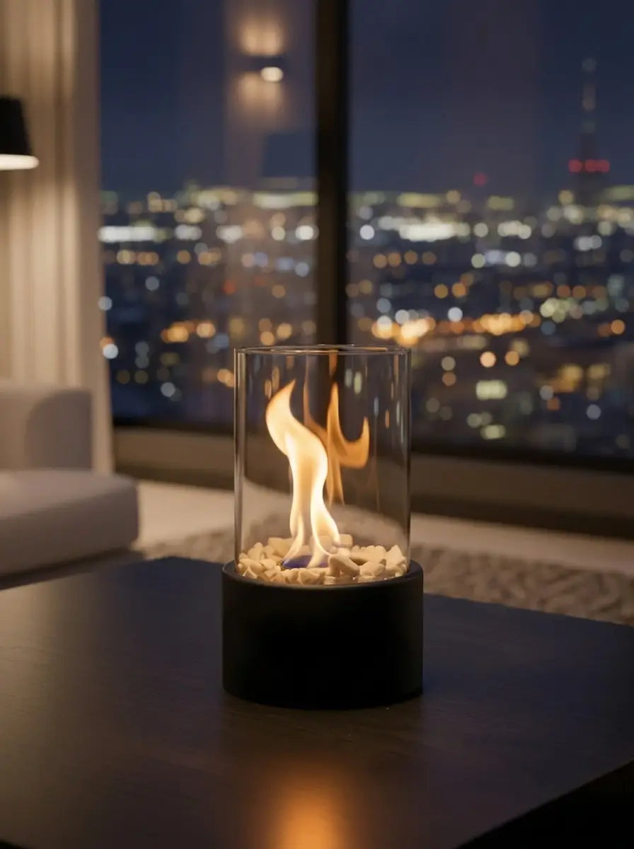 Flamova - Smoke-Free Bioethanol Table Fireplace Indoor & Outdoor Use - Black