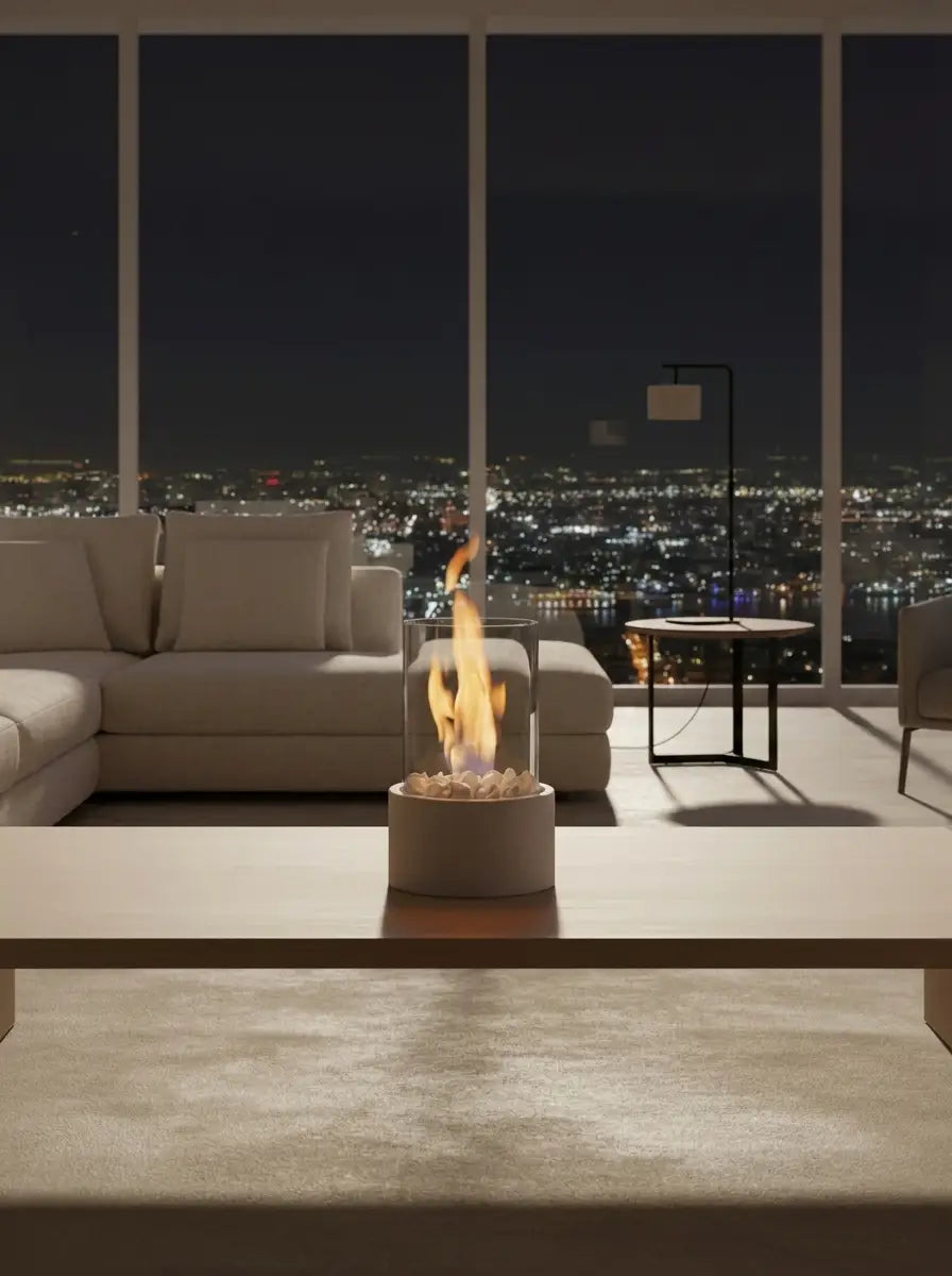 Flamova - Smoke-Free Bioethanol Table Fireplace Indoor & Outdoor Use - White