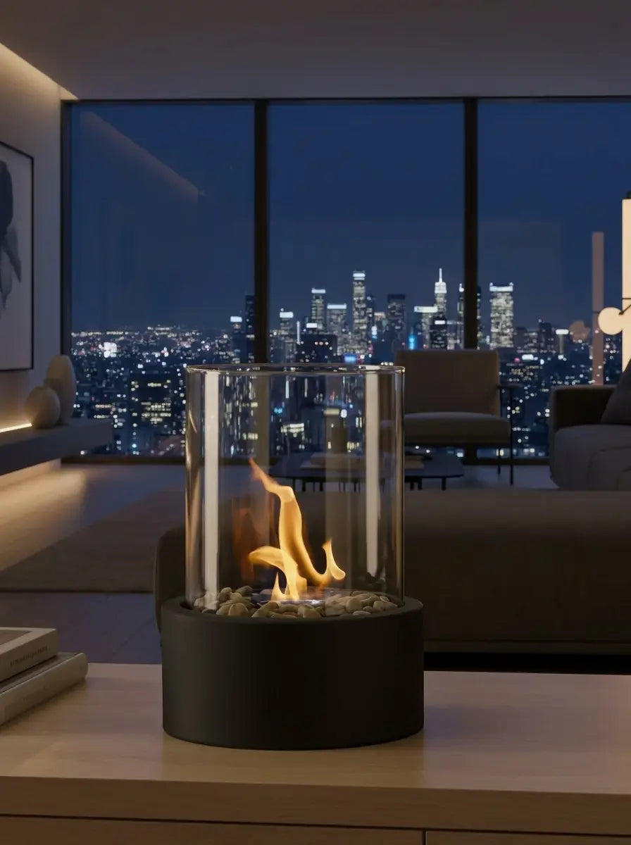 Flamova - Smoke-Free Bioethanol Table Fireplace Indoor & Outdoor Use - White