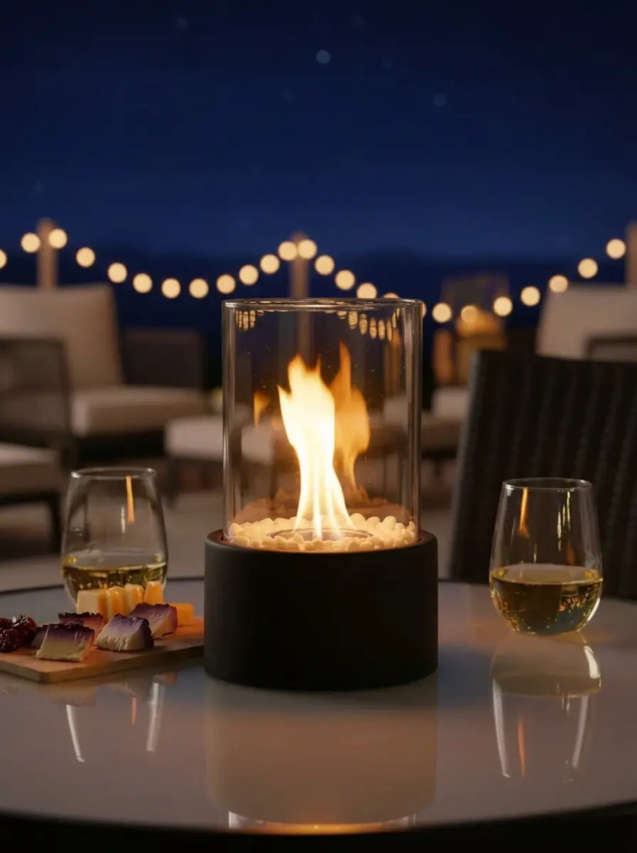 Flamova - Smoke-Free Bioethanol Table Fireplace Indoor & Outdoor Use - White