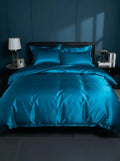 Silkara - Satin-Finish Duvet Cover Bedding Set Bedroom Styling - Light Blue