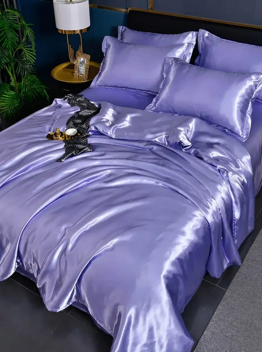 Silkara - Satin-Finish Duvet Cover Bedding Set Bedroom Styling - Purple