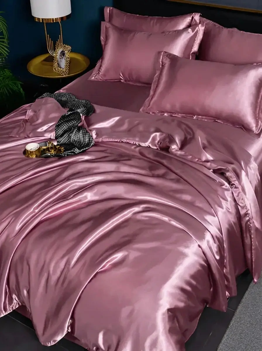 Silkara - Satin-Finish Duvet Cover Bedding Set Bedroom Styling - Pink