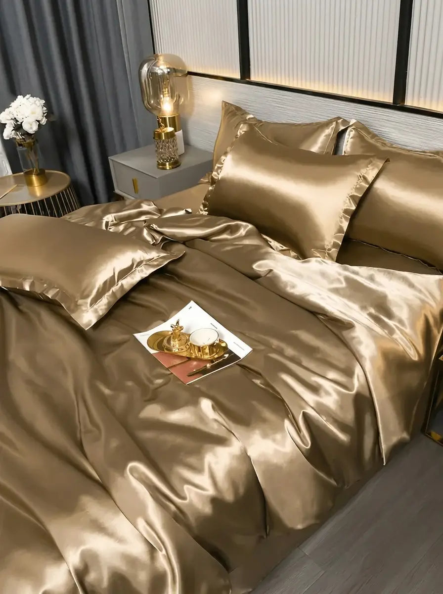 Silkara - Satin-Finish Duvet Cover Bedding Set Bedroom Styling - Yellow