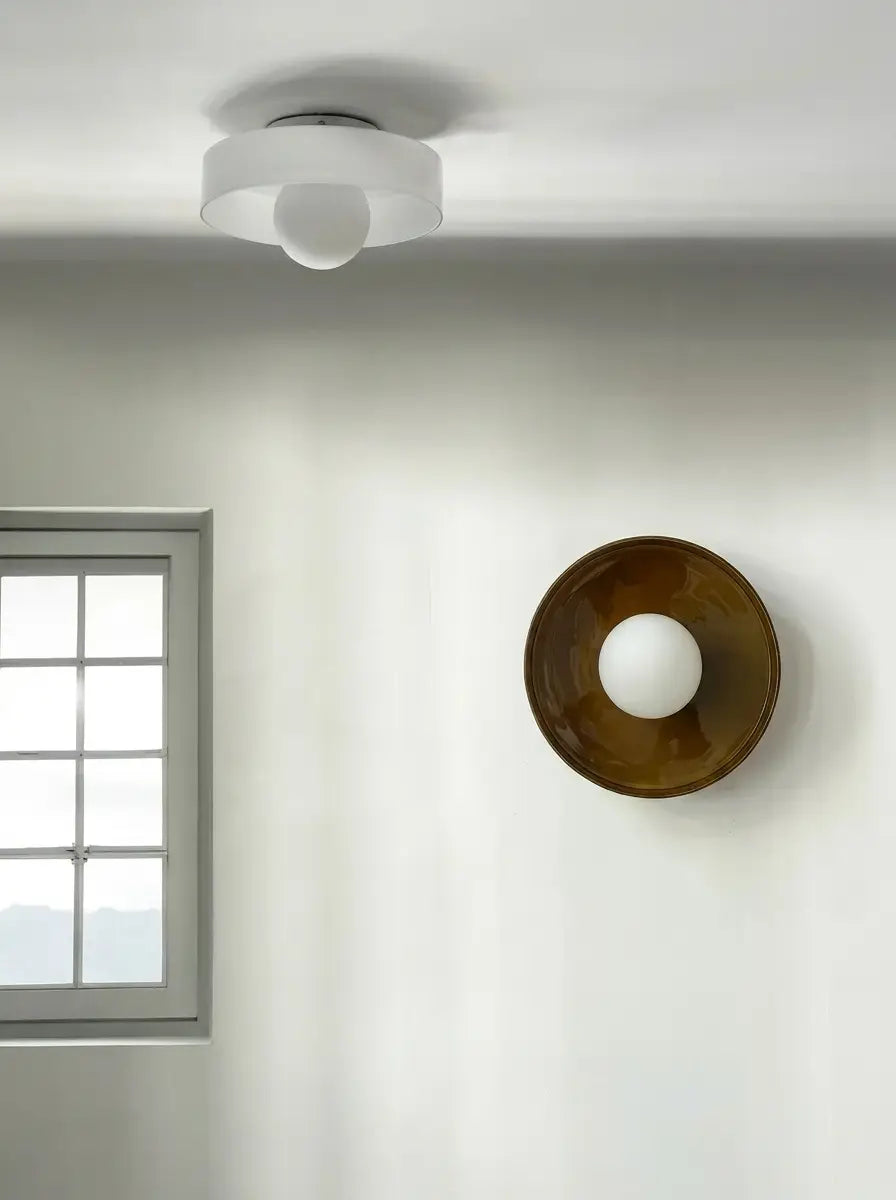 Orbela - Flush Mount Ceiling Light Round Disc Shade with Globe Bulb Lounge & Living Room - Green