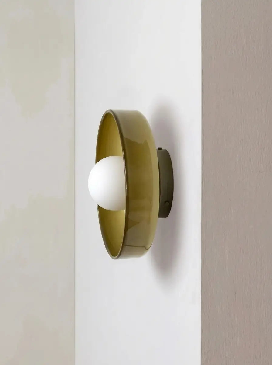 Orbela - Flush Mount Ceiling Light Round Disc Shade with Globe Bulb Lounge & Living Room - Yellow