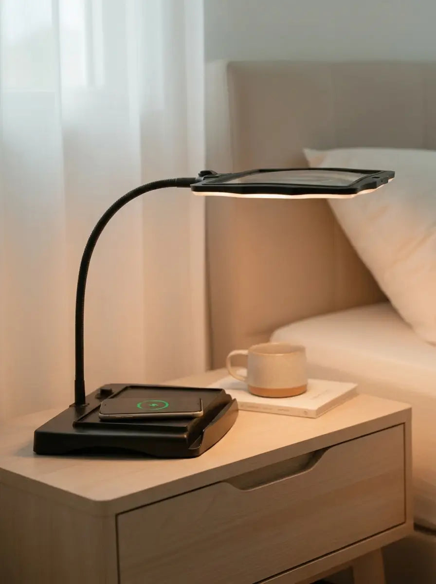 Magnara - LED Magnifying Desk Lamp with Flexible Gooseneck Arm Hands-Free Reading - Black