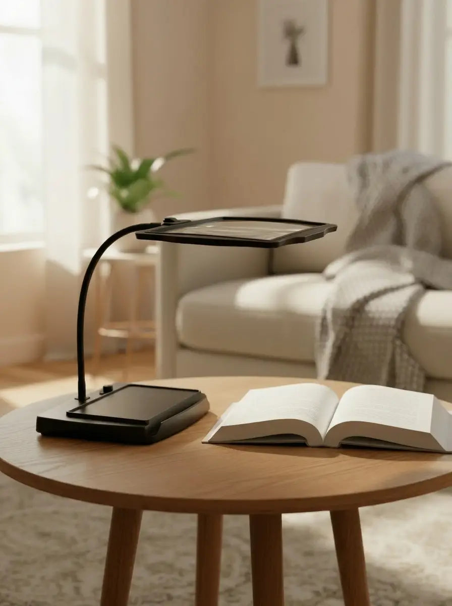 Magnara - LED Magnifying Desk Lamp with Flexible Gooseneck Arm Hands-Free Reading - Black