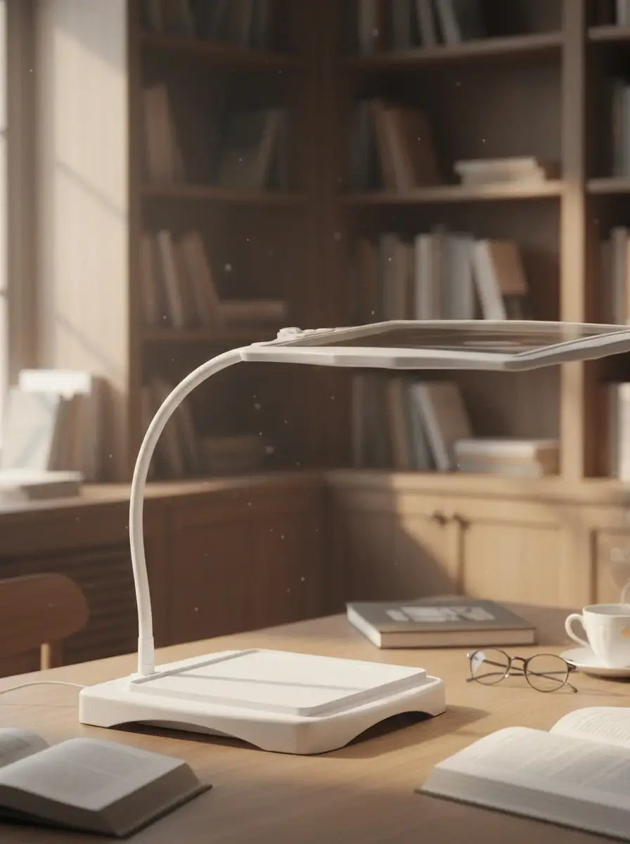 Magnara - LED Magnifying Desk Lamp with Flexible Gooseneck Arm Hands-Free Reading - White