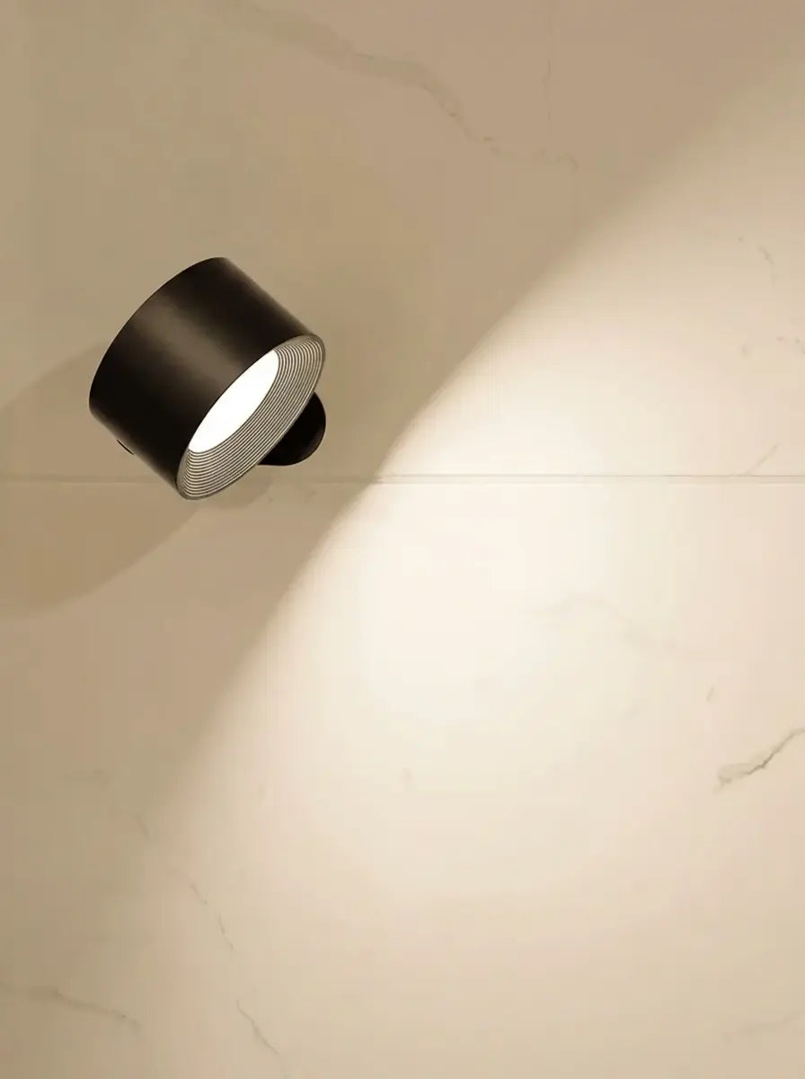 Volnix - Wireless Rotatable Round Wall Light Bedside - Black