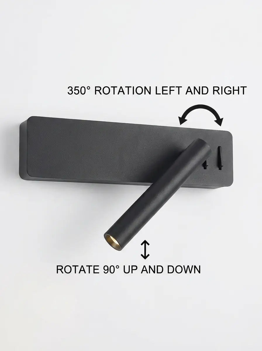 Lumivex - Rotatable LED Wall Reading Lamp Bedside - Black