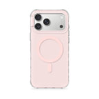 Clear matte iPhone case with pale pink back and circular ring detail