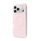 Clear matte iPhone case with pale pink back and circular ring detail