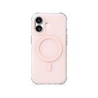 Clear matte iPhone case with pale pink back and circular ring detail