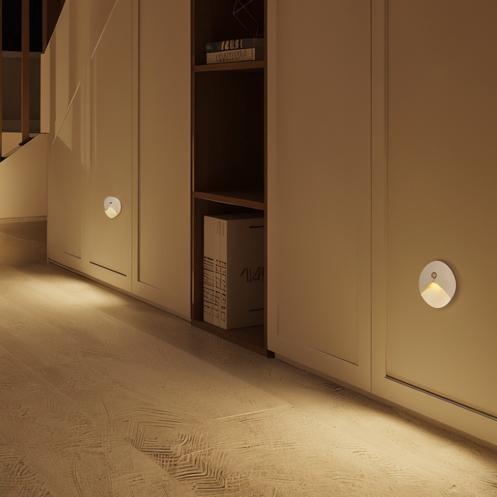 LED wall light with curved front detail and motion sensor