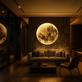 Circular moon wall light with realistic cratered full moon design