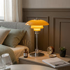 Layered dome LED table lamp with slim stem and round base
