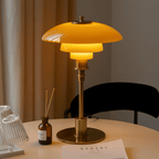 Layered dome LED table lamp with slim stem and round base