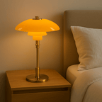 Layered dome LED table lamp with slim stem and round base