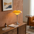 Layered dome LED table lamp with slim stem and round base