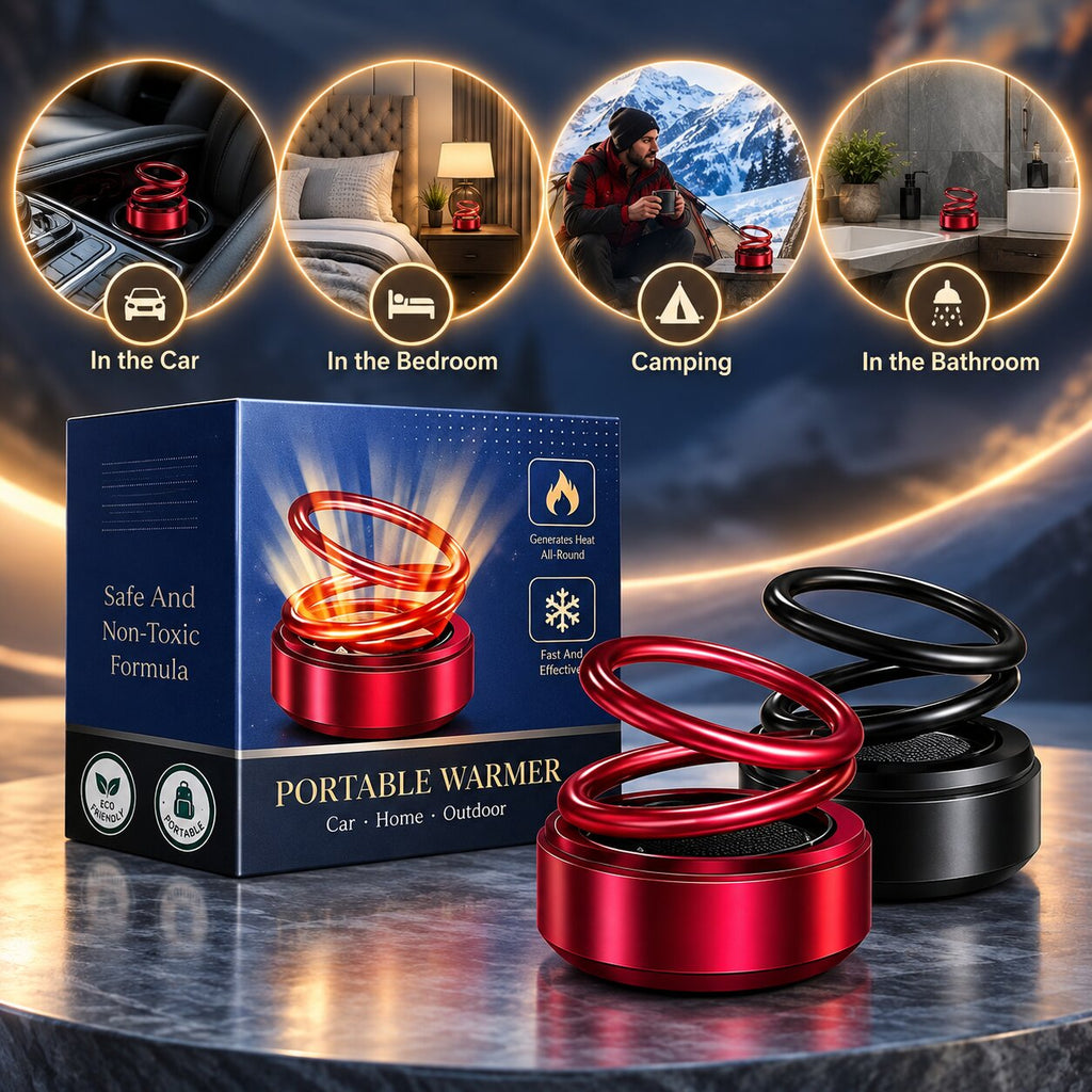 Portable heater with a glowing spiral coil and rounded base